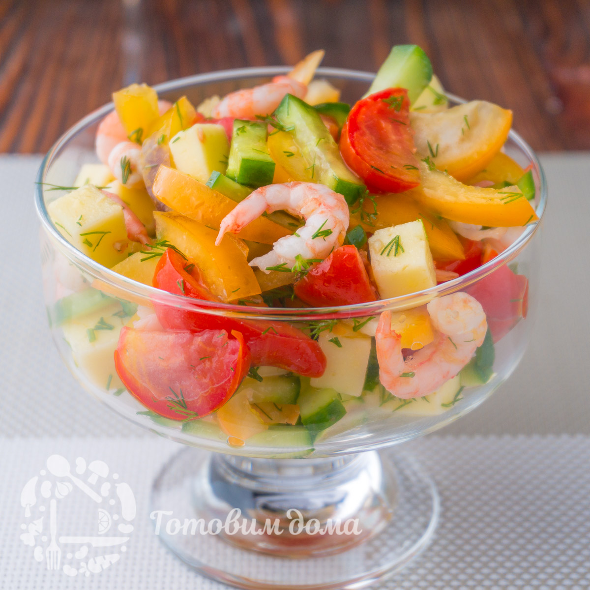 Лёгкий салат с креветками - пошаговый рецепт с фото
