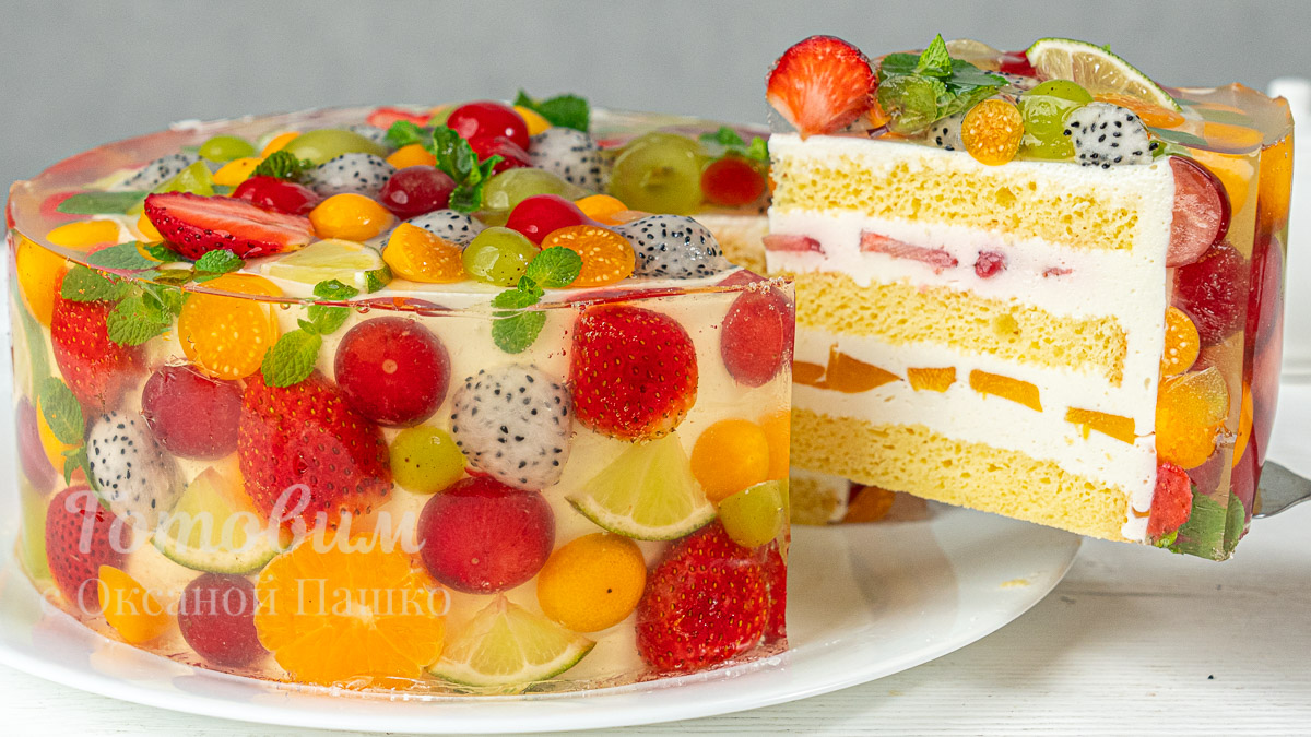 Трёхслойный освежающий желейный ягодный торт — пошаговый рецепт с фото